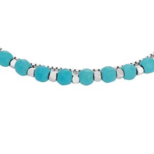 Fossil Women's Stainless Steel Silver-Tone Beaded Bracelet, Color: Silver/Turquoise (Model: JF04445040)