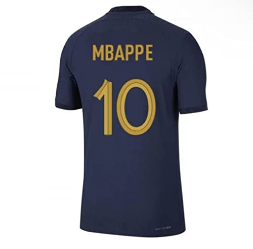 France Mbappe Home Blue Soccer Kids Jersey + Shorts Set Kit for Youth Size XL (12 Years Old)