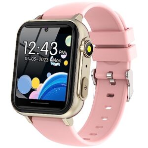 smart watch for kids watches - kids game smart watch girls boys ages 4-12 years with music player hd touch screen 23 games camera alarm video pedometer flashlight kids smartwatch gift toys (pink)