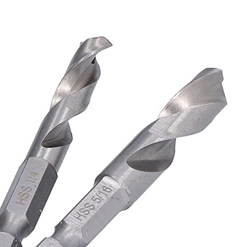 5pcs Stubby Drill Bit Set, Drill Bit Set with 1/4 Quick Change Hex Shank for Machining Drilling, M2 High Speed Steel, for Quick Change Chucks and Drives