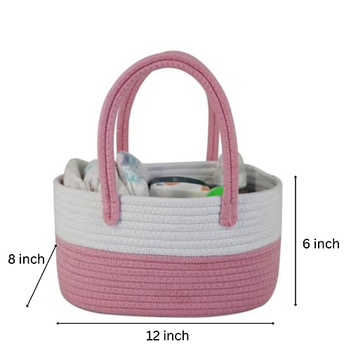 Cozy Tykes Cotton Rope Diaper Caddy Baby Basket Changing Table Organizer Dorm Bed Caddy Gift Basket Car Tote Organizer Boho Design