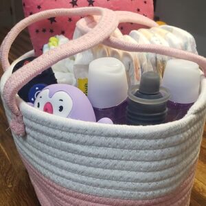 Cozy Tykes Cotton Rope Diaper Caddy Baby Basket Changing Table Organizer Dorm Bed Caddy Gift Basket Car Tote Organizer Boho Design