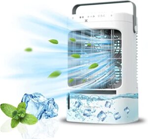 portable air conditioners, mini air conditioner portable for room with 3 speeds and 3 timer settings, personal air cooler with colorful atmosphere light for home, office, and travel