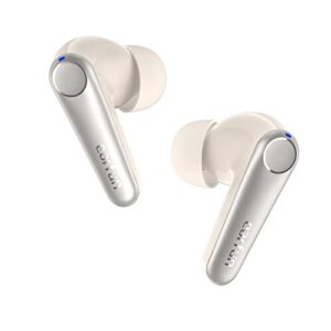 earfun air pro 3 noise cancelling wireless earbuds, qualcomm® aptx™ adaptive sound, 6 mics cvc 8.0 enc, bluetooth 5.3 earbuds, multipoint connection, 45h playtime, app customize eq, oat white