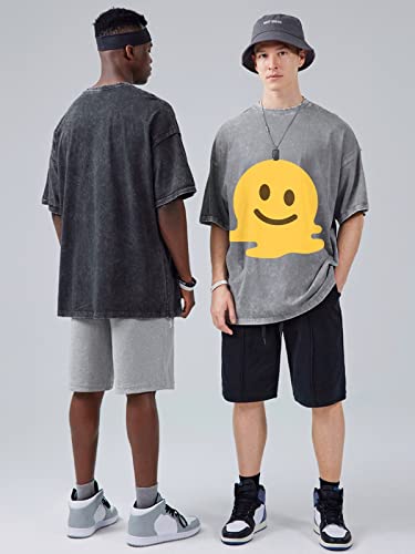 KEEPSHOWING Men's Cotton T-Shirts Oversized Unisex Short Sleeves Casual Loose Wash Solid Basic Tee Tops(A-Black XL)