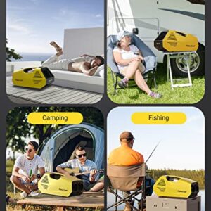 EUASOO Portable Air Conditioners, 2380BTU Fast Cooling Outdoor Air Conditioner, 240W Low Power Consumption Portable Mini Air Conditioner for Camping Tent, RV, Car, Truck, Van and Fishing-Yellow