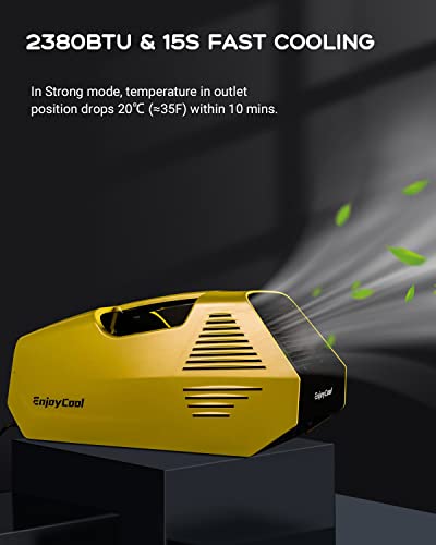 EUASOO Portable Air Conditioners, 2380BTU Fast Cooling Outdoor Air Conditioner, 240W Low Power Consumption Portable Mini Air Conditioner for Camping Tent, RV, Car, Truck, Van and Fishing-Yellow