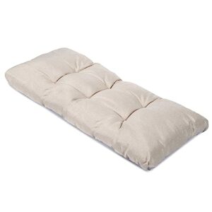 sekumdan bench cushion outdoor chair lounge cushions durable non-skid tufted overfilled seat pad for porch swing piano loveseat outdoor indoor furniture (36 in l x 14 in w x 2.5 in t, cream)