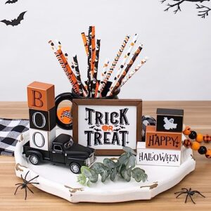 halloween decor - halloween decorations - tiered tray decor wooden block sign for bathroom home kitchen table decor