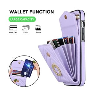 Delidigi for iPhone 13 Pro Max Wallet Case with Card Holder, PU Leather Case with 360° Rotatable Ring Stand Detachable Wrist Strap, RFID Blocking Protective Case for iPhone 13 Pro Max (Purple)