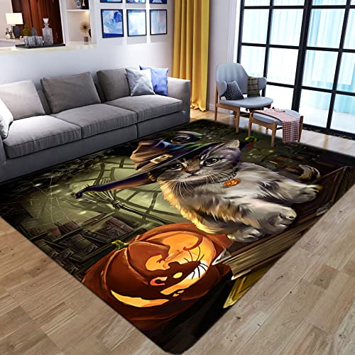 Fluffy Rug 8x10 Feet / 240x300 cm Faux Wool Indoor Accent Rug Non-Slip Low-Pile Carpet for Entrance Living RoomBedroom Dining Table 3D White Green Yellow Cartoon cat Pattern