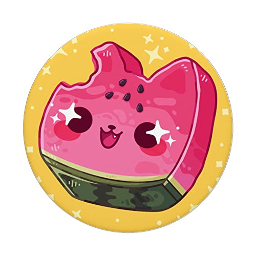 Cute Pink Cat Funny Cat Lover Watermelon Face PopSockets Swappable PopGrip
