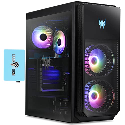 Acer Predator Orion 5000 Gaming Desktop PC (Intel i7-12700F 12-Core, 16GB DDR5, 512GB PCIe SSD + 6TB HDD (3.5), GeForce RTX 3080 10GB, WiFi 6E, Win11P) w/Backlit KYB, USB Mouse, & Dockztorm Dock