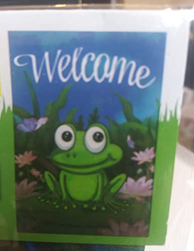 Garden Flag with Frog with lilly pad 12.5" X 18"