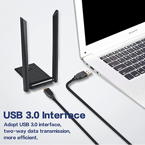 PC WiFi Adapter,USB WiFi Adapter for PC AX1800 with 2.4GHz/5GHz,WPA3 Support(High Encryption),High Gain Dual Band 5dBi Antenna 802.11AX,for Windows 11/10 Only