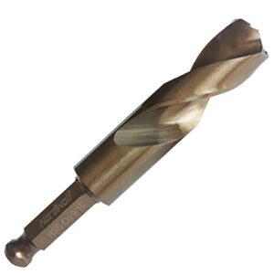 nordwolf 9/16" m35 cobalt stubby drill bit for stainless steel & hard metals, with 5/16" hex shank for quick chucks & impact drivers