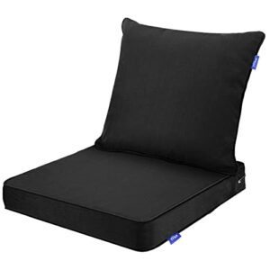 infblue deep seat cushions, 24x24 outdoor cushions, patio furniture cushions, deep seat & back cushion patio cushions with rmoveable cover for backyard couch sofa fade resistant (black)