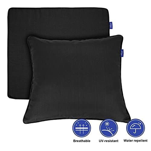 INFBLUE Deep Seat Cushions, 24x24 Outdoor Cushions, Patio Furniture Cushions, Deep Seat & Back Cushion Patio Cushions with Rmoveable Cover for Backyard Couch Sofa Fade Resistant (Black)