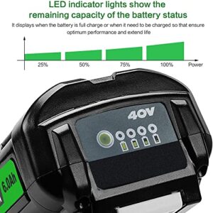 Shyarweyy 40V 6.0Ah Lithium-Ion Replacement Battery for Ryobi OP4040 OP4020 OP406A OP4060 OP40602 OP4050A RY40202 RY40402A RY40502A RY40601A OP401 ZROP401 for RYOBI 40V Batteries