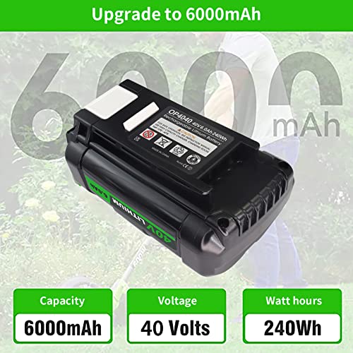 Shyarweyy 40V 6.0Ah Lithium-Ion Replacement Battery for Ryobi OP4040 OP4020 OP406A OP4060 OP40602 OP4050A RY40202 RY40402A RY40502A RY40601A OP401 ZROP401 for RYOBI 40V Batteries