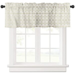 jasminem valances curtains for windows white gold line rod pocket kitchen valance scarf for living room geometric short window treatment drapes curtain for bedroom 42x12in
