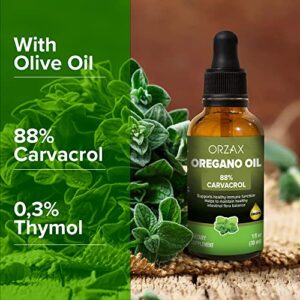 ORZAX Oregano Oil Drops, 1 Fl Oz (30 ml), Wild Oregano Oil with 88% Carvacrol, Helps Immune Support, 200 Day Supply