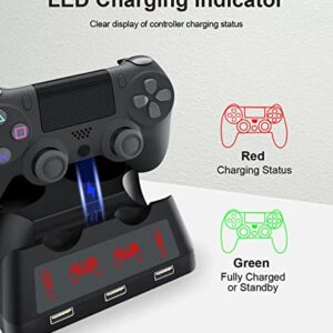 PS4 Controller Charging Dock Station, 4 in 1 PS VR Motion Move Controller Charger Station, Fast Playstation 4 Controller Charger with LED Indicator Compatible with PS4/Slim/PS4 Pro/PS VR Charging Dock