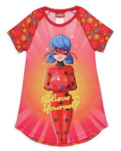 intimo miraculous: tales of ladybug & cat noir girls' nightgown sleep pajama shirt (10/12)
