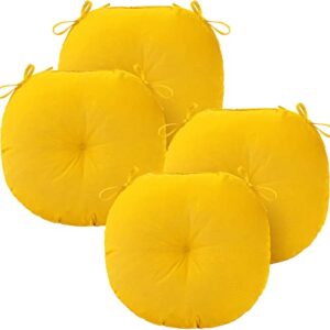 wesiti 4 pcs 15 inch outdoor round seat cushions bistro chair cushions round chair cushions with ties patio chair pads waterproof floor pillow for home porch kitchen office garden chairs (yellow)