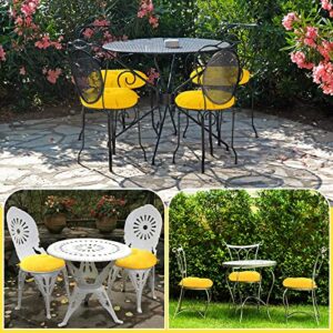 Wesiti 4 Pcs 15 Inch Outdoor Round Seat Cushions Bistro Chair Cushions Round Chair Cushions with Ties Patio Chair Pads Waterproof Floor Pillow for Home Porch Kitchen Office Garden Chairs (Yellow)