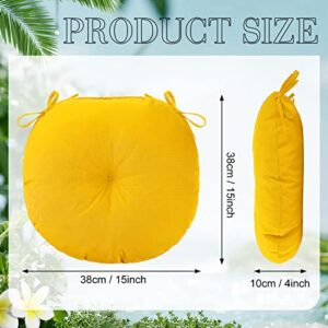 Wesiti 4 Pcs 15 Inch Outdoor Round Seat Cushions Bistro Chair Cushions Round Chair Cushions with Ties Patio Chair Pads Waterproof Floor Pillow for Home Porch Kitchen Office Garden Chairs (Yellow)
