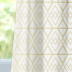 Amaze-Home Curtain Valances for Windows, White Gold Line Window Valances, Geometric Window Treatment Rod Pocket Valance Curtains for Kitchen/Bedroom/Bathroom 42x12 inch, 1 Panel