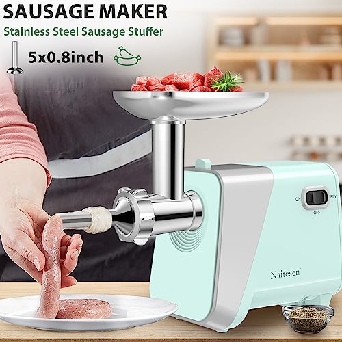 Naitesen 2800W Meat Grinder Electric Sausage Maker Food Grinder Machine with Burger Press Maker 3 Grinding Plates Stainless Steel Sausage Stuffer Tube for Kitchen Home Use