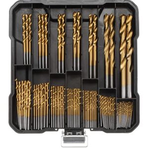 uxcell 99pcs titanium twist drill bit set 14 sizes 1/17"- 37/94" drilling dia high speed steel drills for hardened metal, stainless steel, cast iron, wood, plastic with case