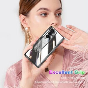 for Samsung Z Fold 3 Case: Electroplated Transparent Plating PC Crystal Clear Phone Case for Galaxy Z Fold 3, Slim Fold 3 Case with Spring Hinge Protector Built-in Kickstand