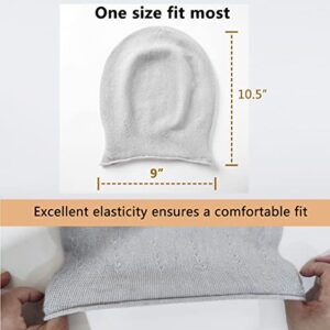 Facecozy Satin Lined Slouchy Knit Beanie Hat Wool Blend Winter Hat for Women Beanies Soft Wool Skull Beanies Cap (Light Grey)