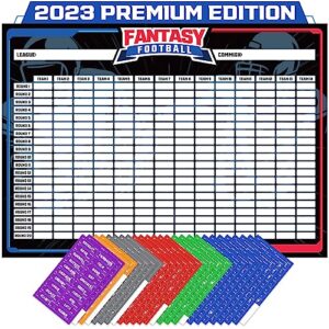 fantasy football draft board 2023-2024 kit – extra large set with 496 player labels – premium color edition