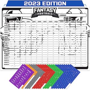fantasy football draft board 2023-2024 kit – extra large set with 496 player labels - black & white edition