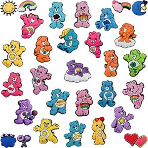 30 pcs croc charms for girls cute care bears croc charms,jibb for shoe croc charms for girls kids toddler,bubble slide charms bag accessories decoration pins bracelet birthday festival party gifts
