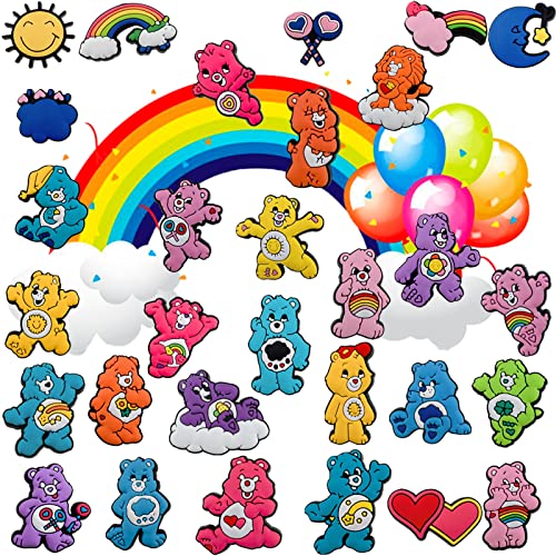 30 Pcs Croc Charms for Girls Cute Care Bears Croc Charms,Jibb for Shoe Croc Charms for Girls Kids Toddler,Bubble Slide Charms Bag Accessories Decoration Pins Bracelet Birthday Festival Party Gifts