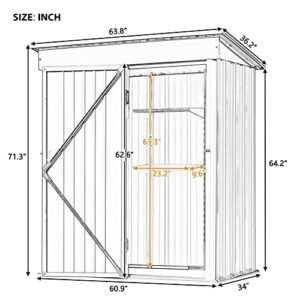 Tensun 5.3' x 2.8' x 6'Garden Shed with Ground Base, Metal Lean-to Storage Shed with Adjustable Shelf and Lockable Door, Tool Cabinet for Backyard, Lawn, Garden, Grey