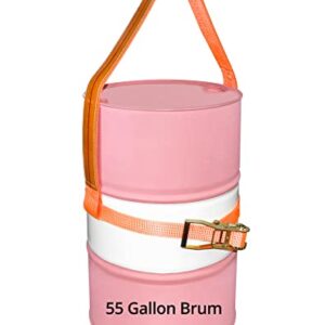 QWORK Vertical Drum Sling, 2-Pack, 30" Length, Supports up to 850 lbs, Barrel Lifting Web Sling with Ratchet Strap, for 55 Gallon Drums