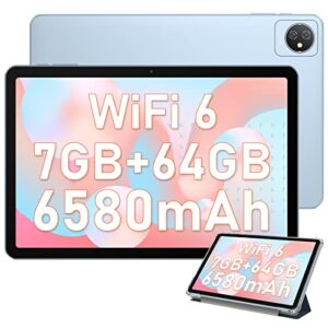blackview tablet android 12 tab 8 wifi tablets 10.1 inch 7gb(4+3 expand) ram+64gb/1tb rom quad core processor 6580mah 1280×800 hd+ips display 13mp+8mp daul camera wifi 6 bt 5.0 gms blue