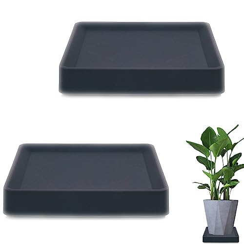 Dcpes Plant Roller Base, 5 Hidden Wheels, 12Inch Square Rolling Plant Stand with Invisible Casters, Heavy Duty Planter Caddies, Indoor Plant Dolly, Dark-Grey 2Pack