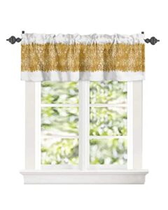 warm tour curtain valances for kitchen windows gold block line white back,privacy rod pocket drape modern abstract art,window valance toppers for living room bathroom cafe home decor 42x12in