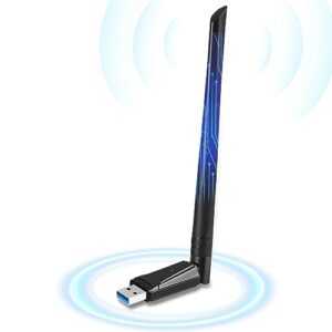 usb wireless for pc,usb wifi adapter for pc,2.4ghz/5ghz,1300mbps usb 3.0 wireless wifi dongle,high gain dual band 5dbi antenna, support windows 11/10/8.1/8/7/xp, mac os 10.9-10.15
