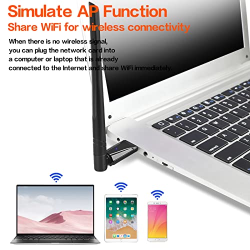 USB Wireless for PC,USB WiFi Adapter for PC,2.4GHz/5GHz,1300Mbps USB 3.0 Wireless WiFi Dongle,High Gain Dual Band 5dBi Antenna, Support Windows 11/10/8.1/8/7/XP, Mac OS 10.9-10.15