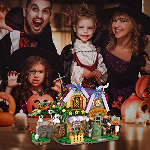Loz Silan Halloween Haunted House Mini Bricks Building Toys - 783 Pieces Ghost Vampire Building Kit for Kids, Halloween Displayable Model Haunted House Party Gift for Boy Girl 6-12 Years Old