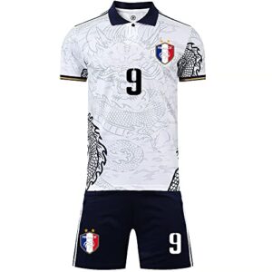 Casmyd Kids France Soccer Jersey+Shorts World Cup #9 Benze’Maa Football Team Sports Fan Shirt Kit for Boys Girls Youh