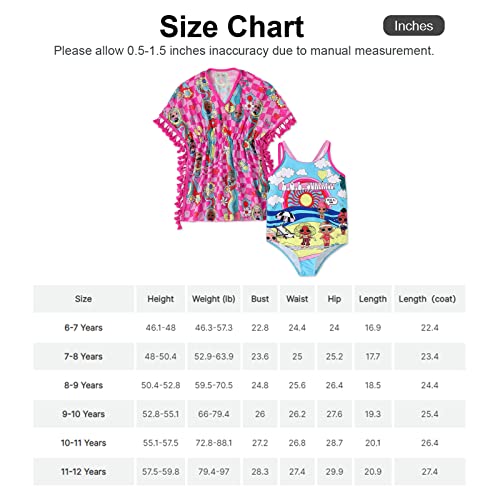 L.O.L. Surprise! Kids Girls One Piece Swimsuit Swimwear Cover Up Set Cartoon Printed Bikini Bathing Suit 9-10 Years